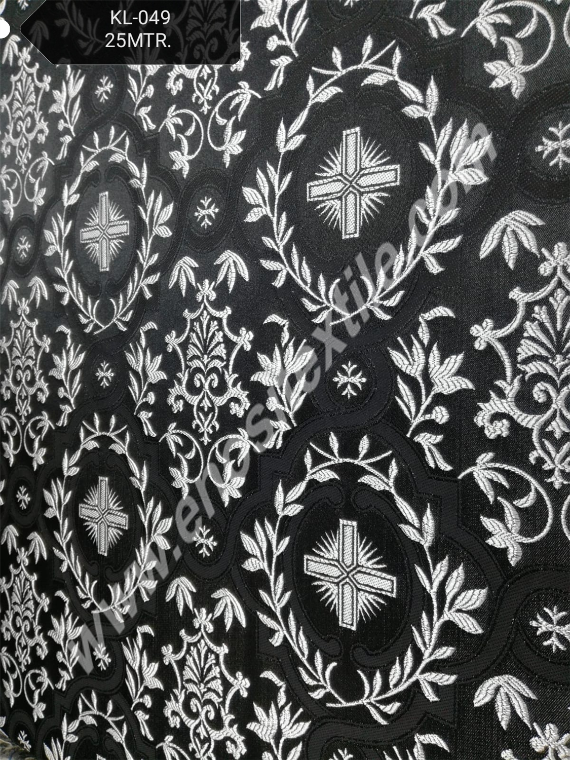 KL-049 Black-Silver Brocade Fabrics